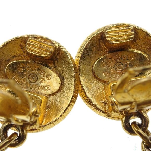 Chanel Dangle Hoop Earrings Clip-On Gold 27 18956 - Picture 5 of 5